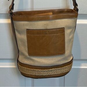 Vintage Liz Claiborne Tan and Cream Crossbody Bag